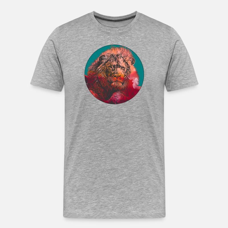 Prächtiger Löwe - Männer Premium Bio T-Shirt - Grau meliert