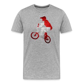 Distressed MTB Cyclist Silhouette - Men's Premium Organic T-Shirt - heather grey - Front - Damien (186cm)