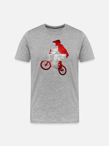 Nervöser MTB-Radfahrer-Silhouette - Männer Premium Bio T-Shirt - Grau meliert