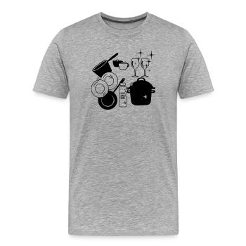 Geschirr sauberes Geschirrspüllogo - Männer Premium Bio T-Shirt - Grau meliert - Vorne - Damien (186cm)