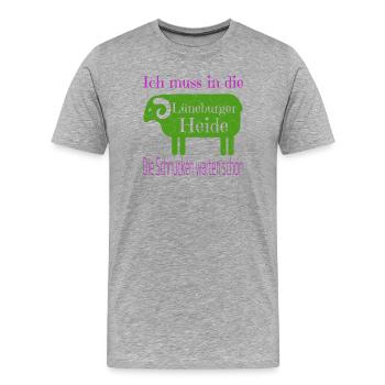 Lüneburger Heide Motiv - Männer Premium Bio T-Shirt - Grau meliert - Vorne - Damien (186cm)