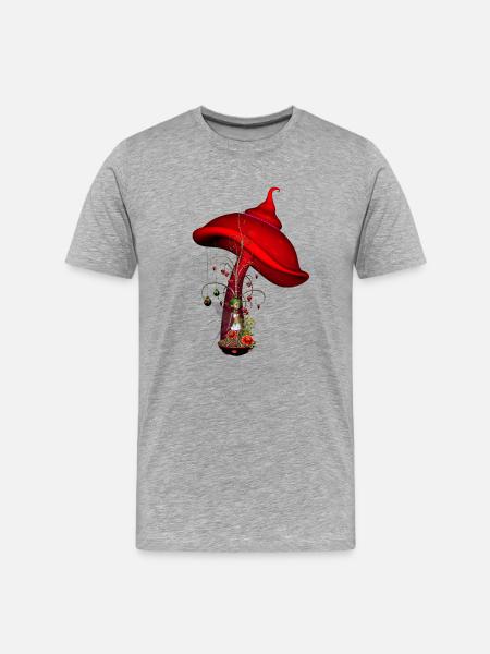 Cute fairy with tree and hearts - Men's Premium Organic T-Shirt - heather grey