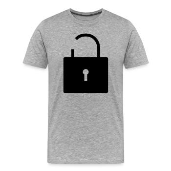 No security no security open lock lock - Men's Premium Organic T-Shirt - heather grey - Front - Damien (186cm)
