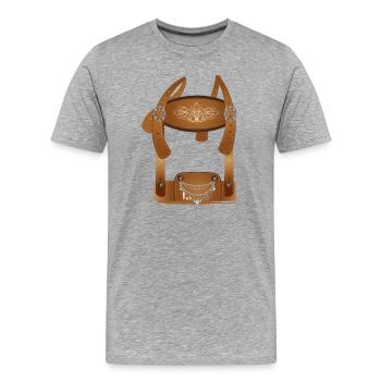Crisp Costumes Lederhosen Illustration - T-shirt bio Premium Homme - gris chiné - Devant - Damien (186cm)