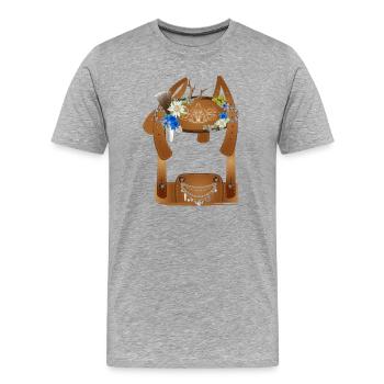 Costumes traditionnels richement décorés lederhosen illustration - T-shirt bio Premium Homme - gris chiné - Devant - Damien (186cm)