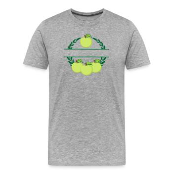 Pommes en couronne de laurier pommes vertes - T-shirt bio Premium Homme - gris chiné - Devant - Damien (186cm)