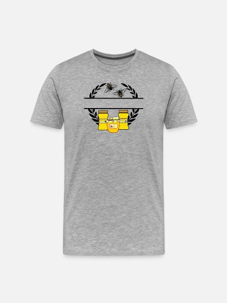 Bienenbanner mit Honiggläsern - Männer Premium Bio T-Shirt - Grau meliert