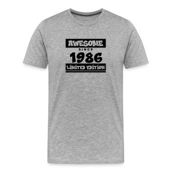 1986 - Jahrgang 1986 - Fantastisch seit 1986 - Männer Premium Bio T-Shirt - Grau meliert - Vorne - Damien (186cm)