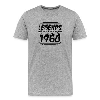 1960 - Né en 1960 - Construit en 1960 - T-shirt bio Premium Homme - gris chiné - Devant - Damien (186cm)