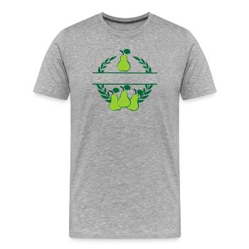 Poires en couronne de laurier avec poires vertes - T-shirt bio Premium Homme - gris chiné - Devant - Damien (186cm)