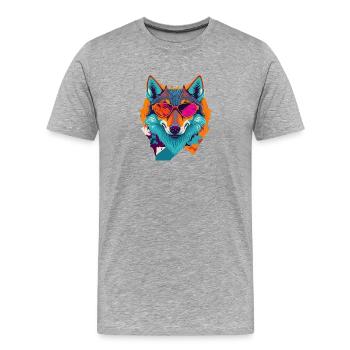 Révolte rétro des loups - T-shirt bio Premium Homme - gris chiné - Devant - Damien (186cm)