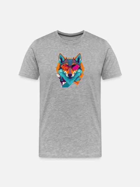 Retro Wolf Revolt - Men's Premium Organic T-Shirt - heather grey