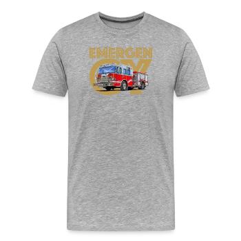 Feuerwehr Notruf - Männer Premium Bio T-Shirt - Grau meliert - Vorne - Damien (186cm)
