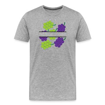 Raisins en bannière avec des raisins rouges et verts - T-shirt bio Premium Homme - gris chiné - Devant - Damien (186cm)