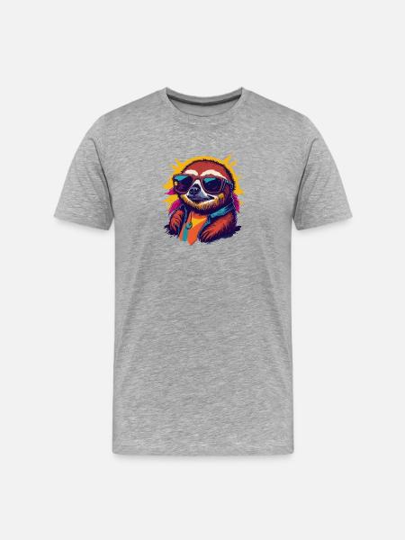 Retro Sloth - Men's Premium Organic T-Shirt - heather grey