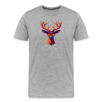 Révolte rétro des cerfs - T-shirt bio Premium Homme - gris chiné - Devant - Damien (186cm)