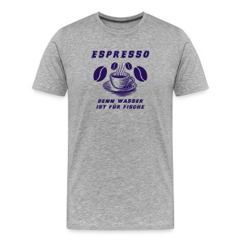 Espresso Design - Männer Premium Bio T-Shirt - Grau meliert - Vorne - Damien (186cm)