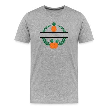Ananas en couronne de laurier avec ananas orange - T-shirt bio Premium Homme - gris chiné - Devant - Damien (186cm)