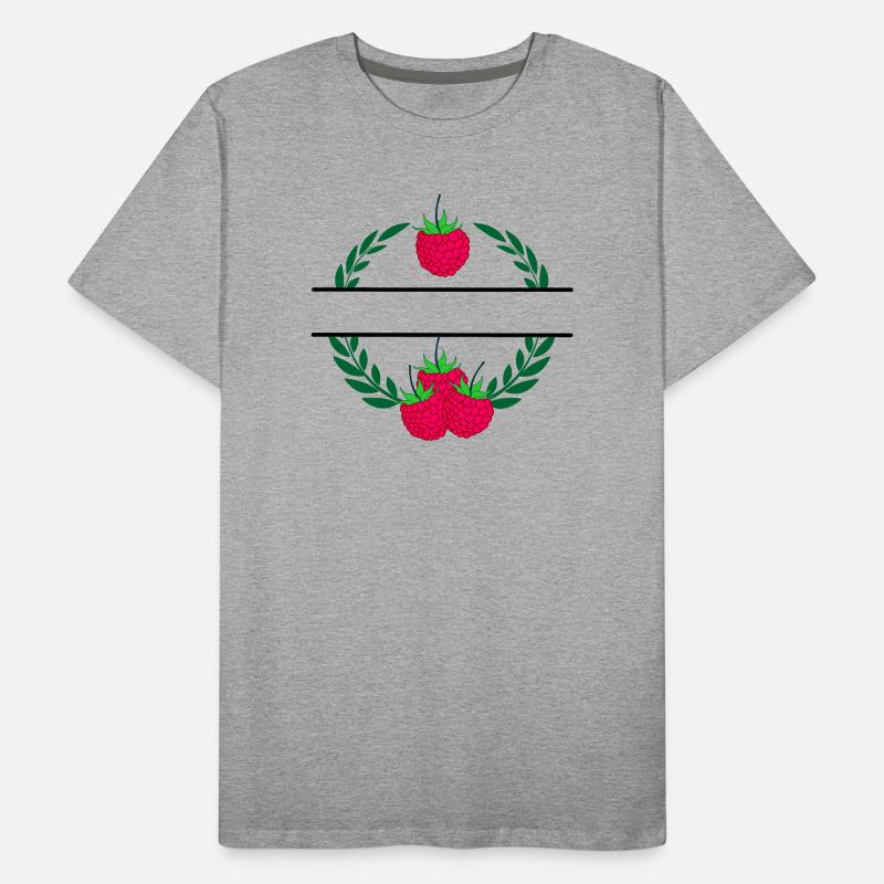 Raspberry in laurel wreath with red raspberry Men's Premium Organic T-Shirt