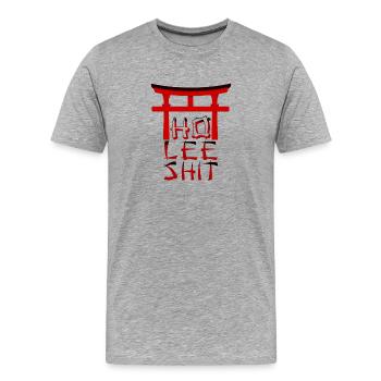 holy shit - Männer Premium Bio T-Shirt - Grau meliert - Vorne - Damien (186cm)