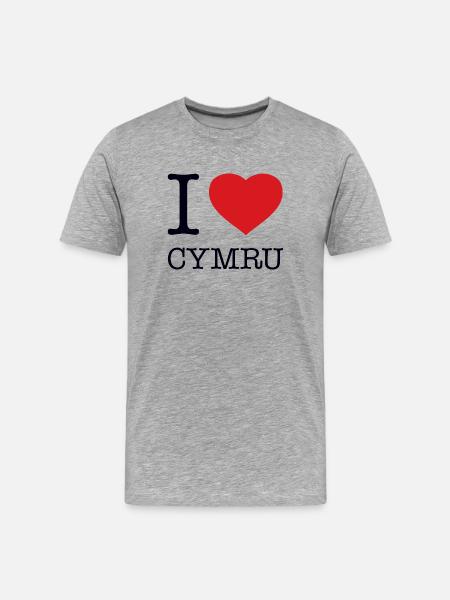 I LOVE WALES - Männer Premium Bio T-Shirt - Grau meliert