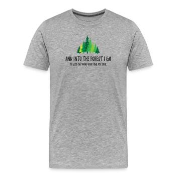 Und in den Wald gehe ich - Männer Premium Bio T-Shirt - Grau meliert - Vorne - Damien (186cm)