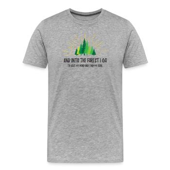 Und in den Wald gehe ich - Männer Premium Bio T-Shirt - Grau meliert - Vorne - Damien (186cm)