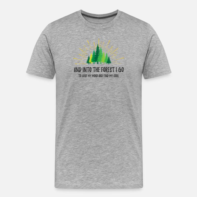 Und in den Wald gehe ich - Männer Premium Bio T-Shirt - Grau meliert