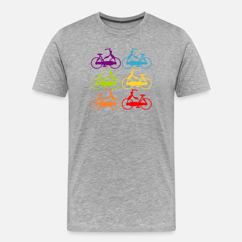 Regenbogen Fahrräder RADFAHRER - Männer Premium Bio T-Shirt - Grau meliert