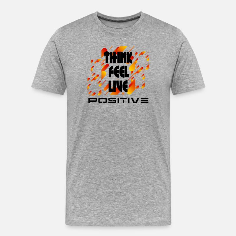 Denke, fühle dich positiv v4 - Männer Premium Bio T-Shirt - Grau meliert