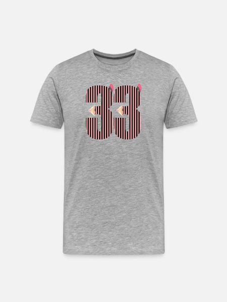 NUMBER 33 - THIRTY-THREE - 33rd Birthday - Men's Premium Organic T-Shirt - heather grey