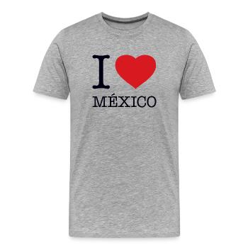 I LOVE MEXICO Mexiko - Men's Premium Organic T-Shirt - heather grey - Front - Damien (186cm)
