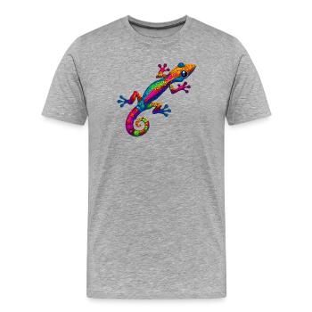 Gecko - T-shirt bio Premium Homme - gris chiné - Devant - Damien (186cm)