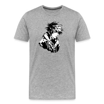 Anime Boy Design - T-shirt bio Premium Homme - gris chiné - Devant - Damien (186cm)