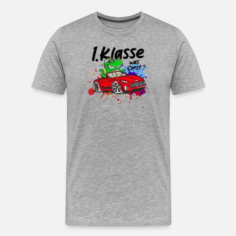 Schulkind Einschulung 2026 1. Klasse Geschenk - Männer Premium Bio T-Shirt - Grau meliert