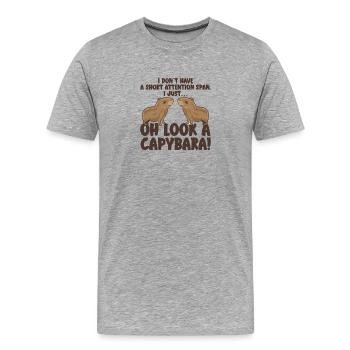 Motif animalier du zoo de Capybara - T-shirt bio Premium Homme - gris chiné - Devant - Damien (186cm)