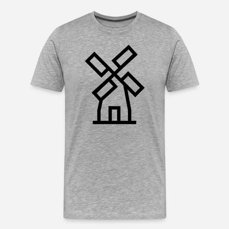 Windmühle windmill Luftenergie - Männer Premium Bio T-Shirt - Grau meliert