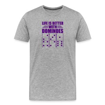 Domino Design - Männer Premium Bio T-Shirt - Grau meliert - Vorne - Damien (186cm)