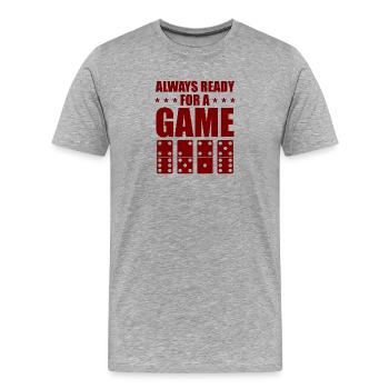 Domino Design - Männer Premium Bio T-Shirt - Grau meliert - Vorne - Damien (186cm)