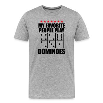 Domino Design - Männer Premium Bio T-Shirt - Grau meliert - Vorne - Damien (186cm)