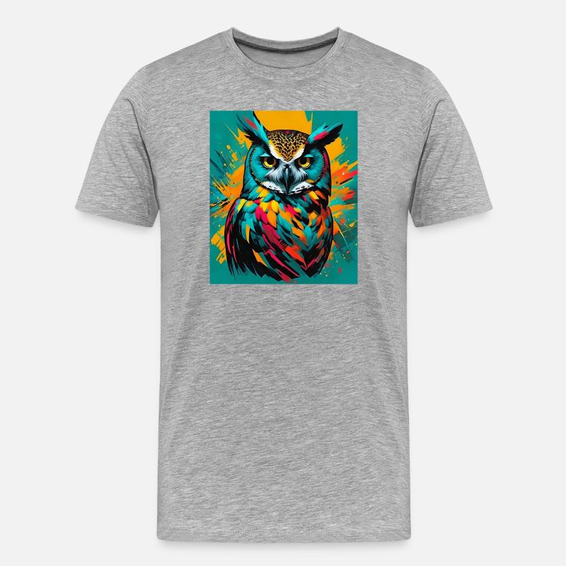 Eule - Männer Premium Bio T-Shirt - Grau meliert