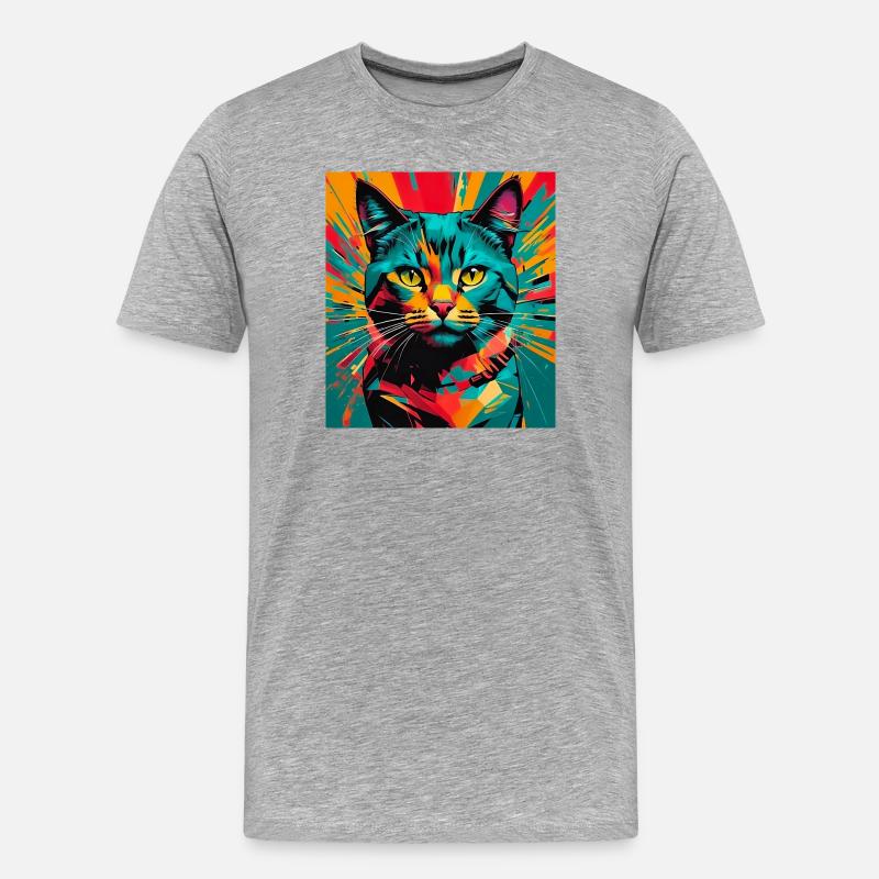 Katze - Männer Premium Bio T-Shirt - Grau meliert