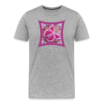 Butterfly of Lightness - Sonja Ariel - Men's Premium Organic T-Shirt - heather grey - Front - Damien (186cm)