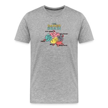 Le cerveau du joueur - T-shirt bio Premium Homme - gris chiné - Devant - Damien (186cm)