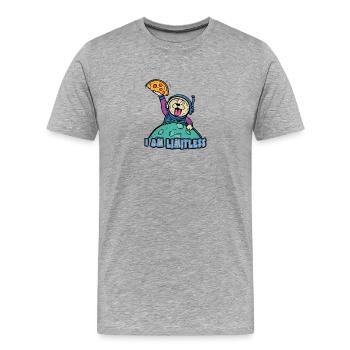 Astronaut bestellt Pizza in der Pizzeria - Männer Premium Bio T-Shirt - Grau meliert - Vorne - Damien (186cm)