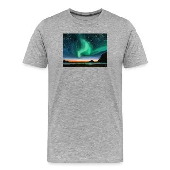 Aurores boréales - peinture à l’huile - T-shirt bio Premium Homme - gris chiné - Devant - Damien (186cm)