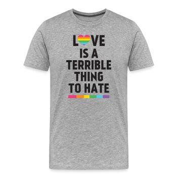 L’amour est une chose terrible à haïr - T-shirt bio Premium Homme - gris chiné - Devant - Damien (186cm)
