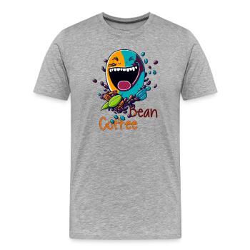 Lachende Kaffeebohne - Männer Premium Bio T-Shirt - Grau meliert - Vorne - Damien (186cm)