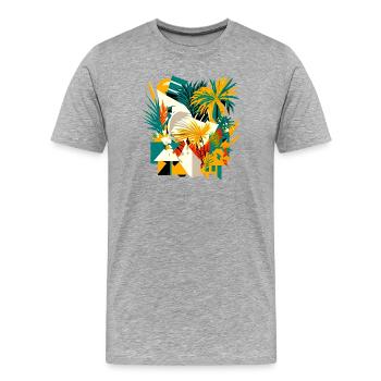 Palm trees and flowers from a cubic point of view - Men's Premium Organic T-Shirt - heather grey - Front - Damien (186cm)