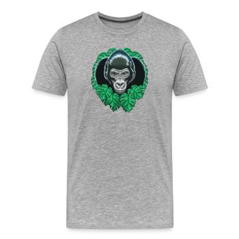 Gorilla-Kopf - Männer Premium Bio T-Shirt - Grau meliert - Vorne - Damien (186cm)